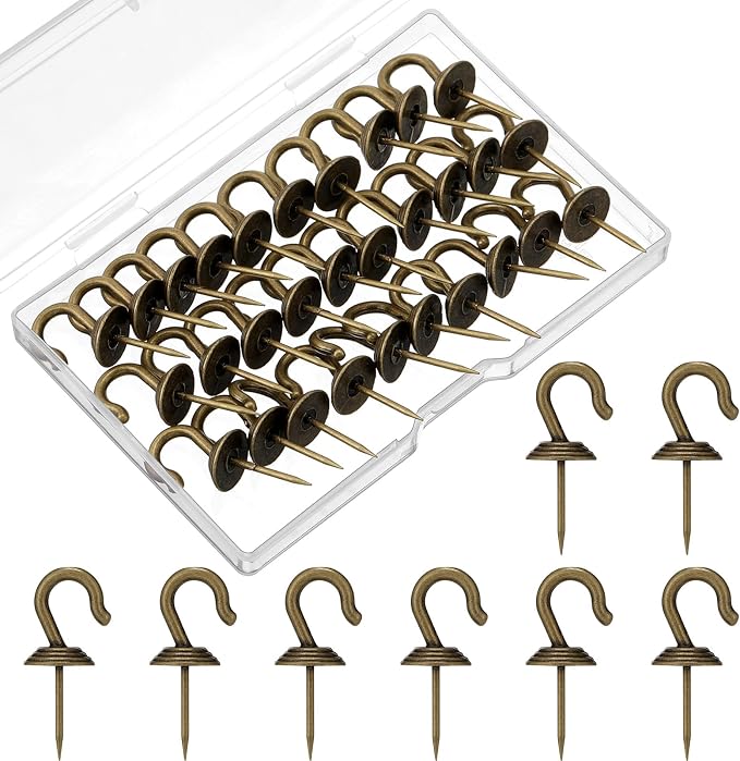Hotop 60 Pieces Push Pin Wall Hooks Metal Thumb Tack Hangers Iron Alloy Nail by HOTOP