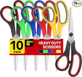 BURVAGY 8" 10 Pack All Purpose Heavy Duty Scissors- Comfort-Grip Sharp Scissors by BURVAGY