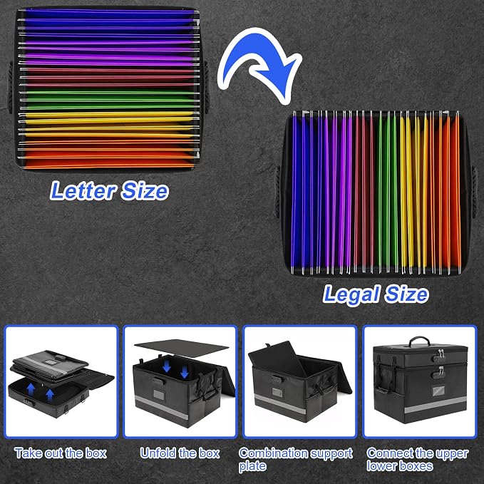 EXLIFBAG 2 Layer File Box with Lock, Portable Document Organizer Box with Handle - Image 4