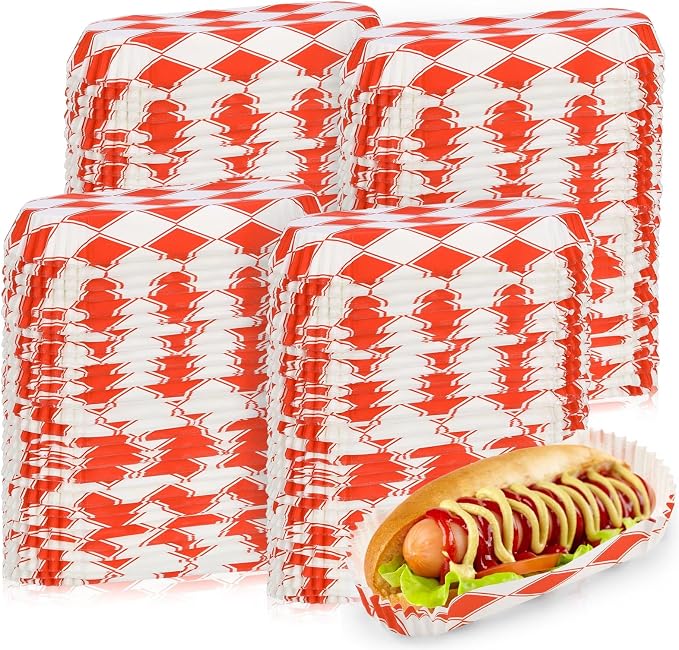 Yinkin 300 Pcs Paper Hot Dog Trays Valentine's Day 6 Inch Food Trays Concession by Yinkin