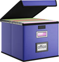 File Organizer Box with Lid, Collapsible Leather File Folder Organizer by Huolewa