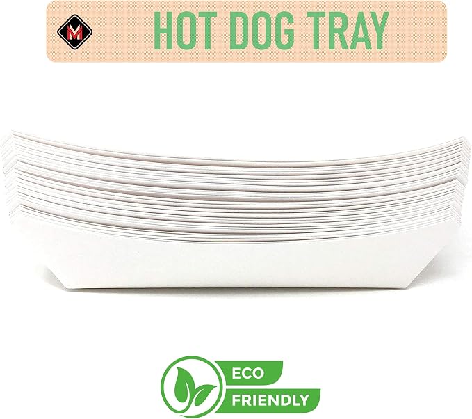 Mr Miracle 7 Inch Paper Hot Dog Tray in White. Pack of 100. Disposable - Image 2