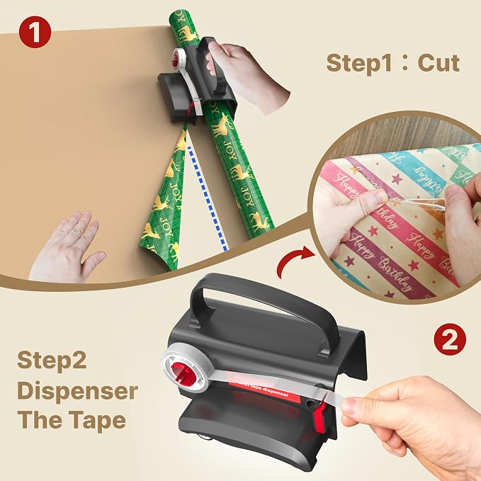 Wraprocut Wheel Wrapping Paper Cutter & Tape Dispenser - Image 2