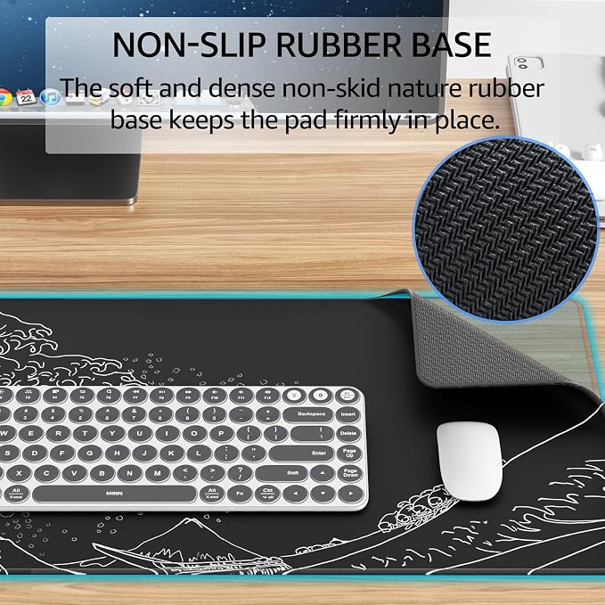 KTRIO Large Gaming Mouse Pad, Desk Mat, 31.5 x 11.8 in, Kanagawa Wave, XL | - Image 4