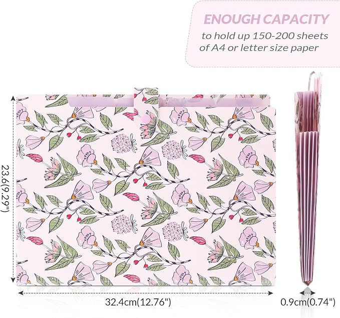 SKYDUE Accordion File Organizer, Floral Expanding File Folders - Image 5