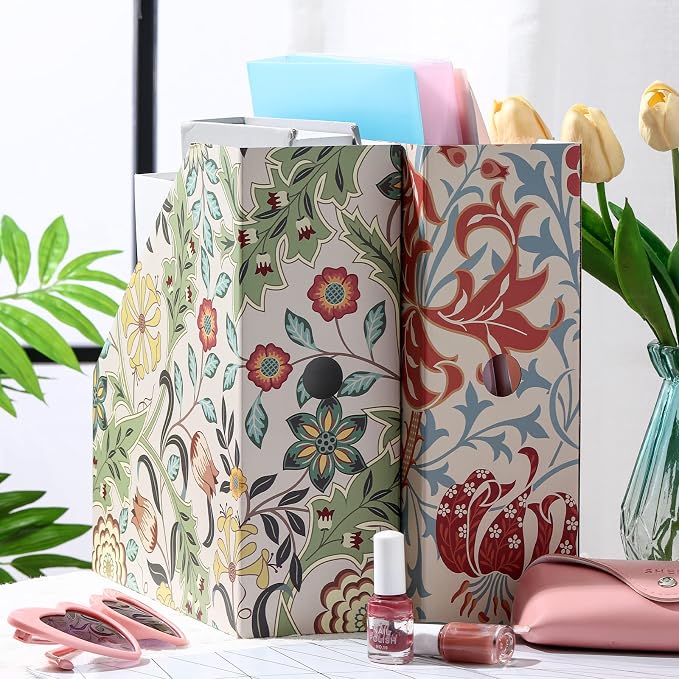 PerKoop 12 Pcs Decorative Magazine File Holders Floral Foldable File Folders - Image 5