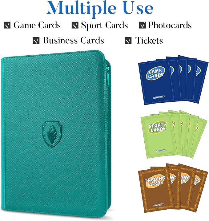 Premium Zip Card Binder, Fabmaker 9 Pocket Trading Card Binder, PU Cover Zipper - Image 3