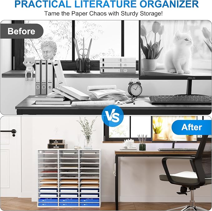 Mail Sorter Adjustable Countertop Mail Holder, Heavy Duty Literature Organizer - Image 3