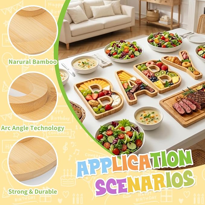 4PCS Baby Charcuterie Board Letters- Fillable Letter Food Serving Tray - Image 5