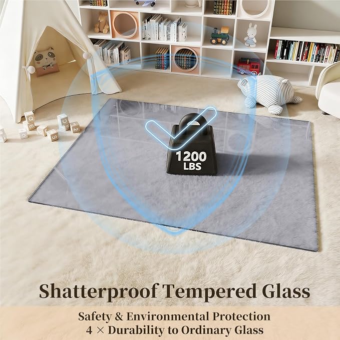 Tempered Glass Chair Mat, Round Corner and Polished Edge - Image 2