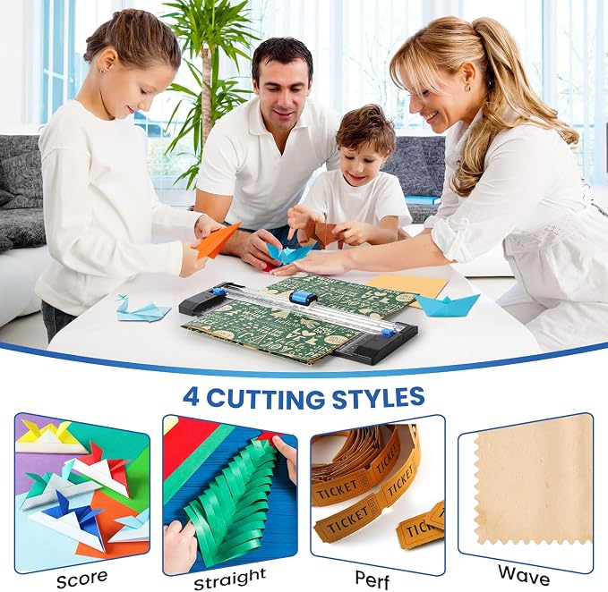 Paper Cutter, 12 Inch Rotary Trimmer, 5 Blades 4 Functions, - Image 3