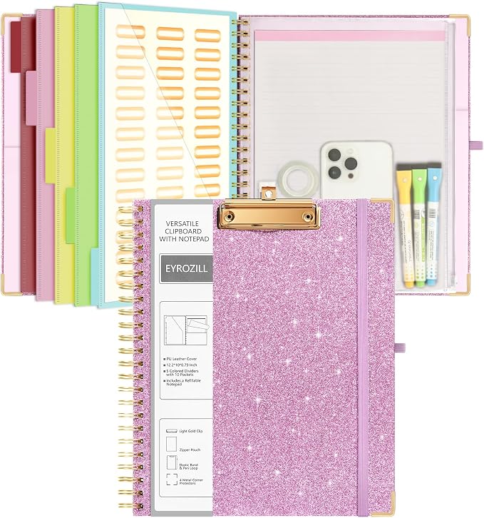 EYROZILL Clipboard Folio with Storage Pocket Organizer Folder Refillable Lined by EYROZILL