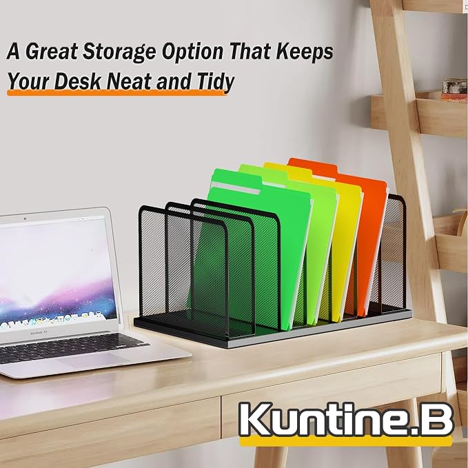 Kuntine.B Desk File Organizer Upright Mesh Desktop Organizer File Sorter Office - Image 5