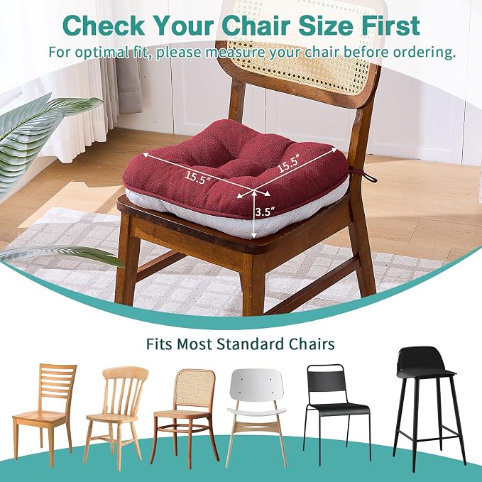 BETU Chair Cushions for Dining Chairs Set of 6, 3.5" Thick Kitchen Table Chair - Image 4