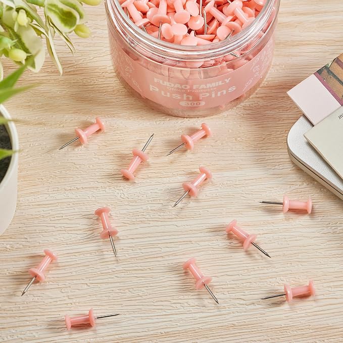 FUDAO FAMILY 300pcs Push Pins for Bulletin Board, Thumb Tacks for Wall Corkboard - Image 4