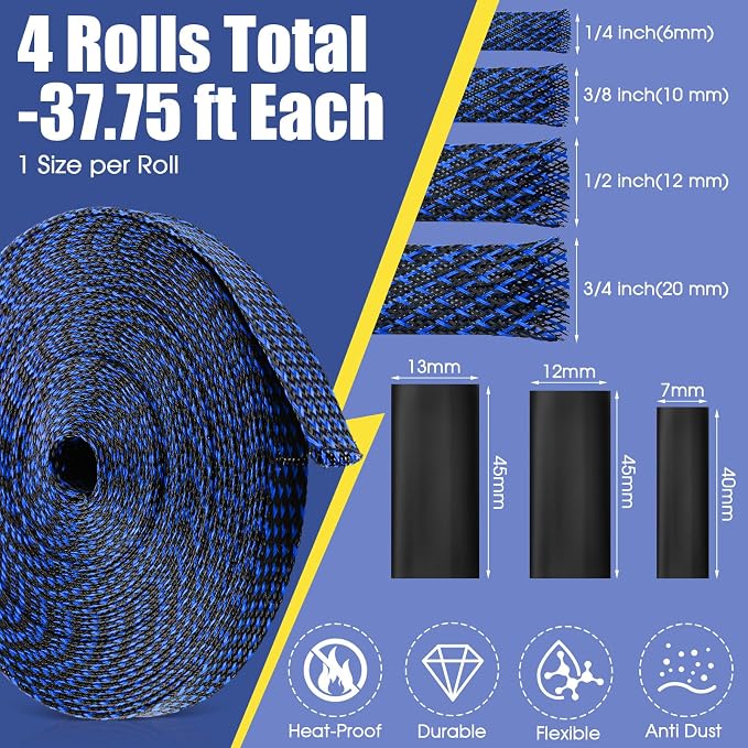 Tatuo 151 ft Expandable Braided Cable Sleeve Multi Size Braided Wire Sleeve - Image 2