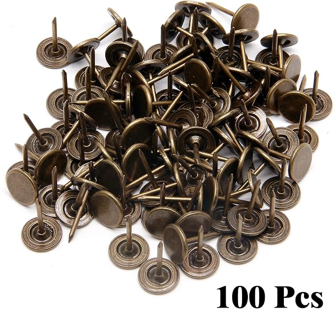 Piutouyar 17mm / 0.67 Inch Flat Head Thumb Tacks, Bronze Vintage Style - Image 2