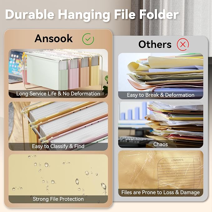 Ansook Legal Size Hanging File Folders, 12 Pack File Folders Legal Size - Image 5
