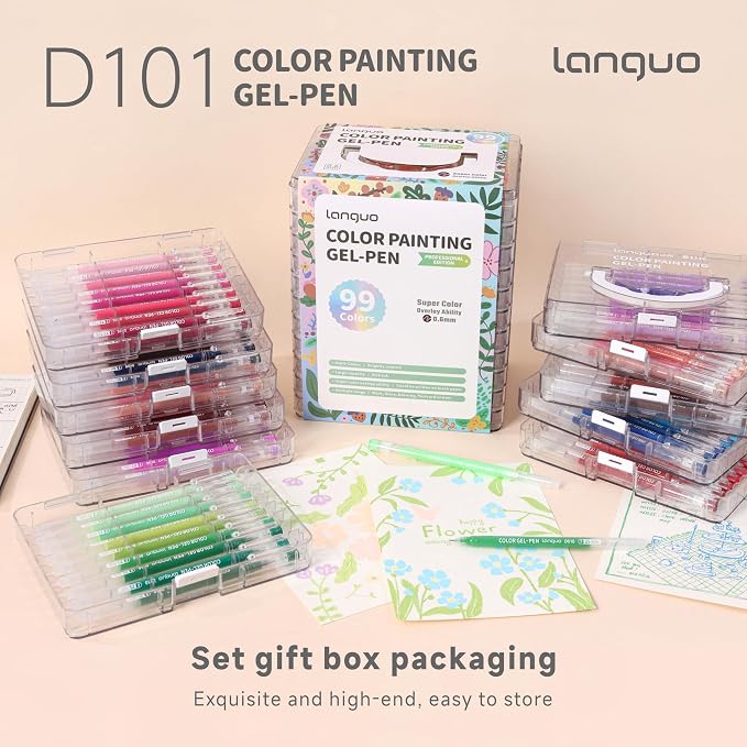 languo Acrylic Gel Pens for Coloring, 99 Colors Set Gel Colored Pens Marker - Image 5