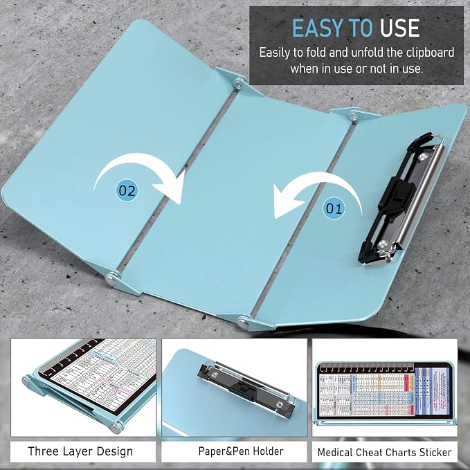 Nursing Clipboard Foldable, Foldable Clip Board w/Nursing Edition Cheat Charts - Image 5