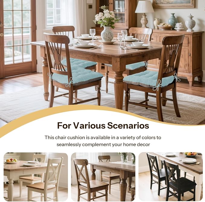 Non Slip Chair Cushions for Dining Chairs Set of 4 Kitchen Chair Cushions - Image 5