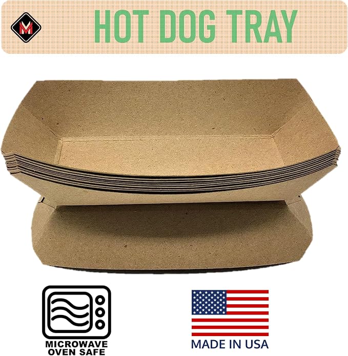 Mr Miracle 7 Inch Paper Hot Dog Tray in Kraft Paper. Pack of 50. Disposable - Image 4