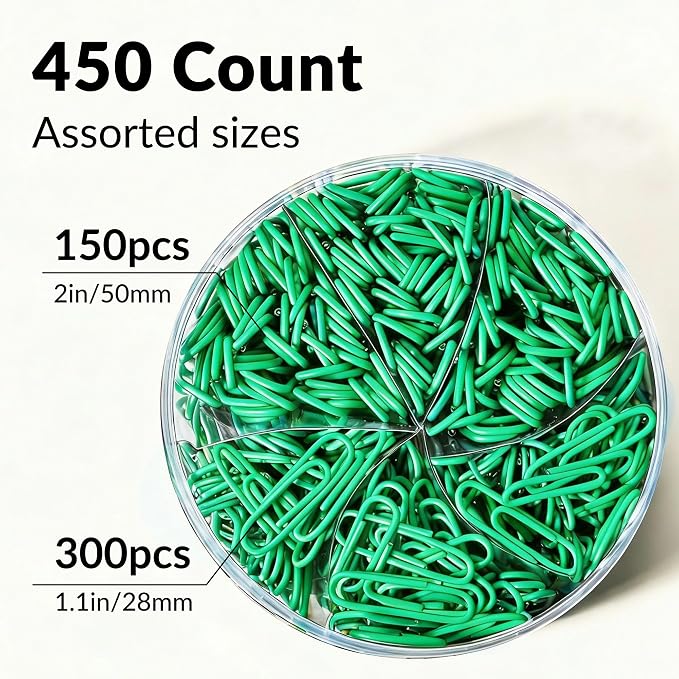 NEEWAY 450pcs Paper Clips Assorted Sizes, Small and Large Paper Clips, Coated - Image 3