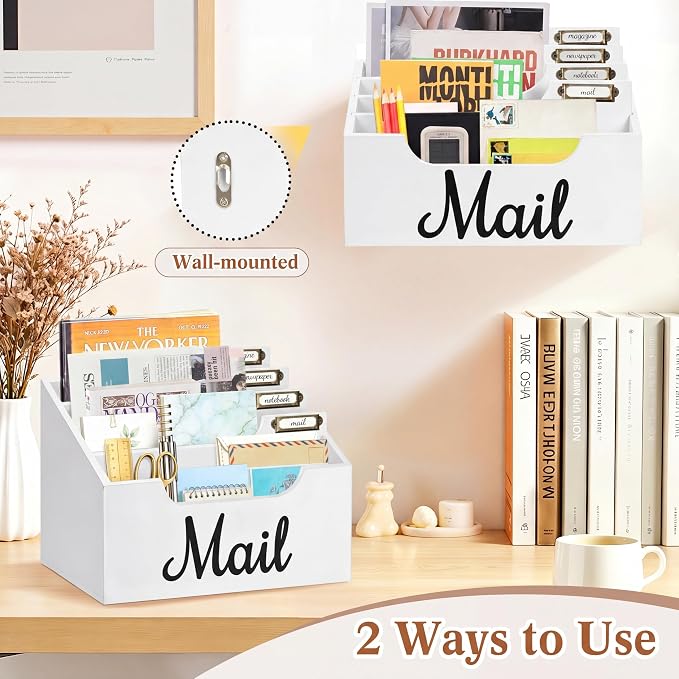 Rustic Wood Mail Organizer Countertop - Image 4