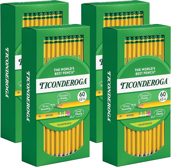 Ticonderoga Wood-Cased Pencils, Pre-Sharpened, 2 HB Soft by Ticonderoga
