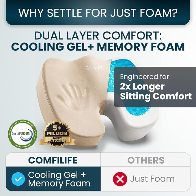 ComfiLife Extra Large Gel & Memory Foam Seat Cushion - Image 4