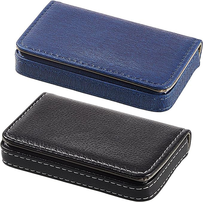 Outus 2 Pcs Business Card Holder, PU Leather Business Card Case Pocket Wallet by Outus