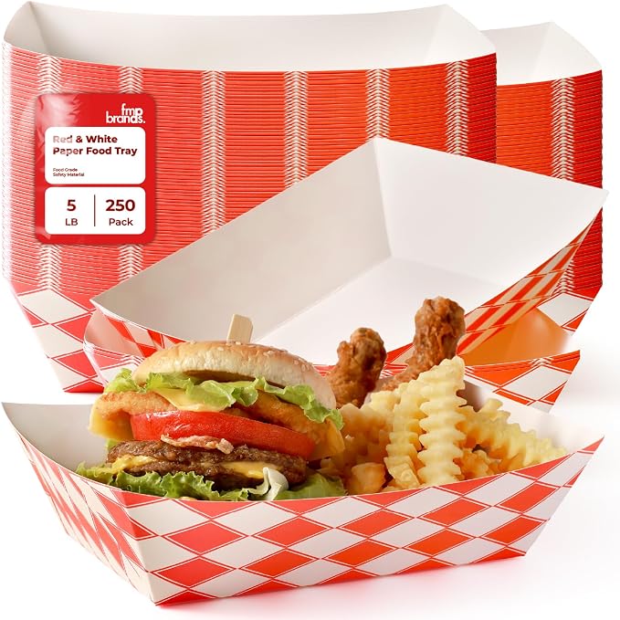 Fit Meal Prep [250 Pack 5 lb Paper Food Trays Heavy Duty Food Paperboard Boat by FMPBRANDS