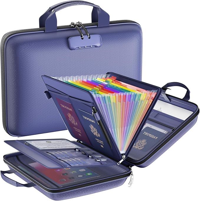 Fireproof File Organizer with Lock, Hard Case Fireproof Document Box with 13 by Tamfile