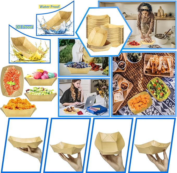 150 Pack 3LB Paper Food Boat Trays Disposable Paper Boat Containers, Heavy Duty - Image 6