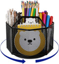 Comix 360° Rotating Pen Holder for Desk, 5 Compartments Office Desk Organizer by Comix