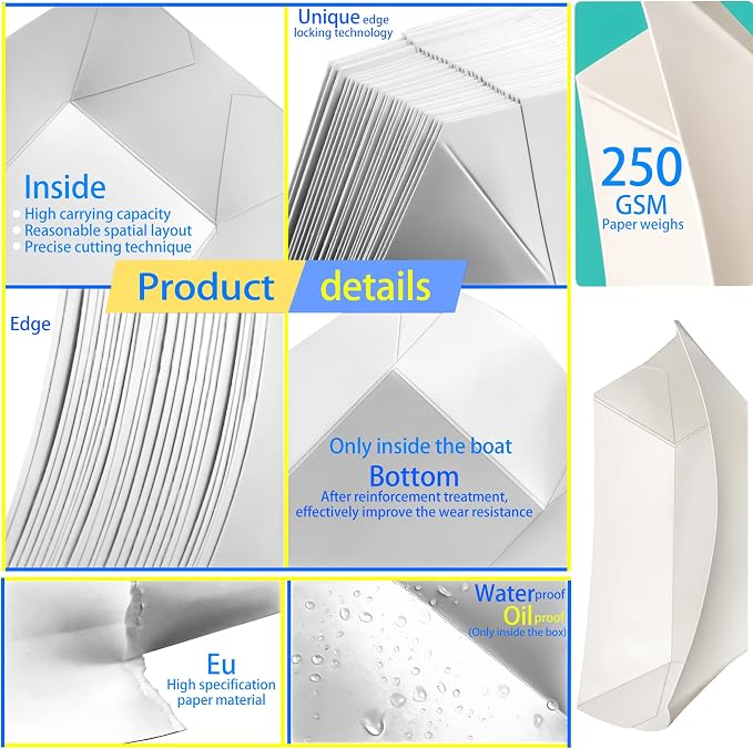 150 Pack 1Lb Paper Food Boat Trays Disposable Paper Boat Plates Containers - Image 3