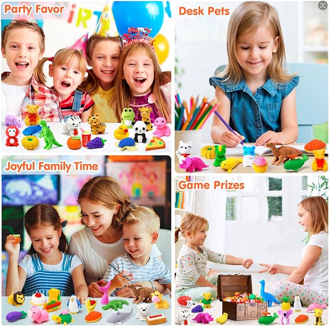 Moosia 90 Pack Animal Pencil Erasers - Image 7