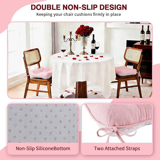 BETU Pink Chair Cushions for Dining Chairs Set of 4, 3.5" Thick Kitchen Table - Image 2