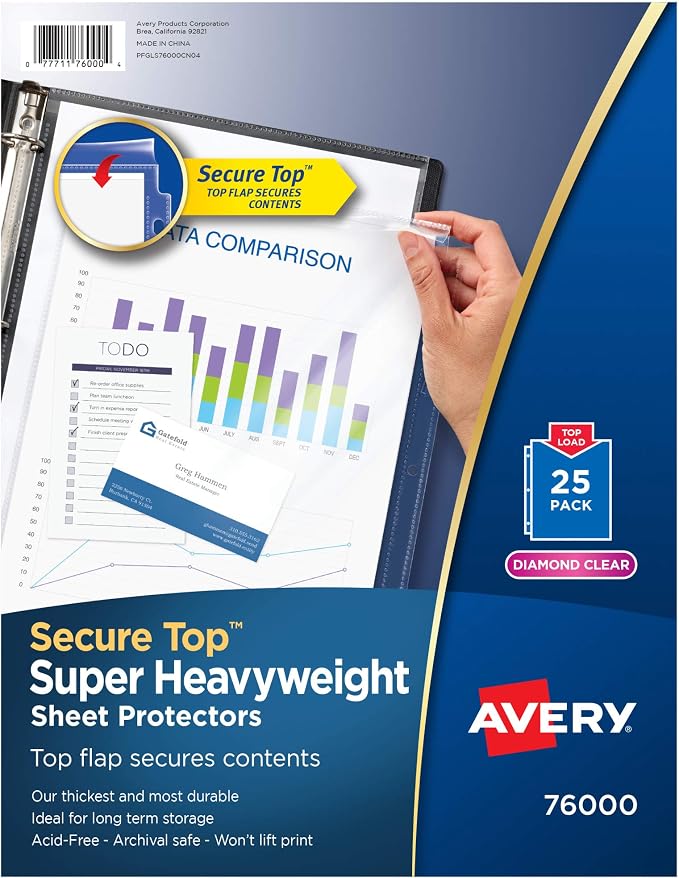 Avery Diamond Clear Top Sheet Protectors, Super Heavyweight Page Protectors by Avery