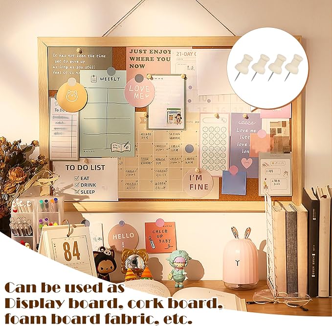 305 Pcs Thumb Tacks, Push Pins for Cork Board, Wooden Push Pins, Wooden Thumb - Image 6