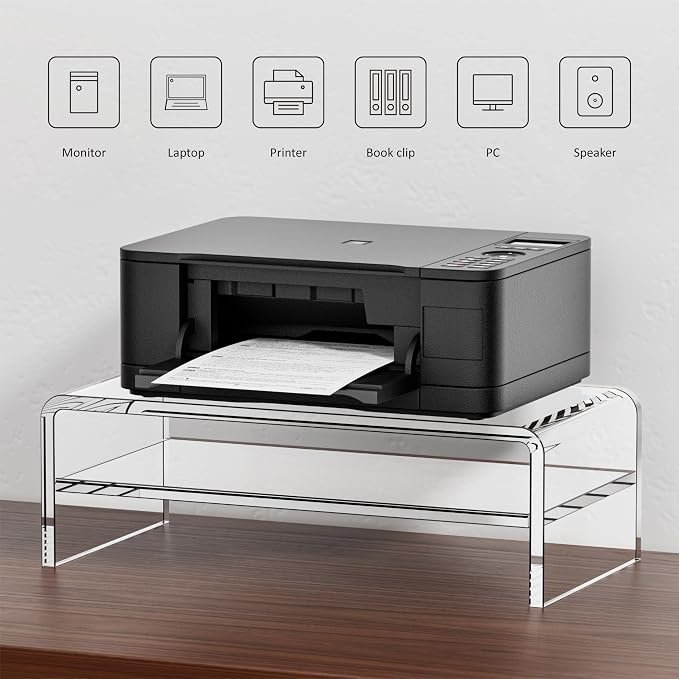 Egchi Clear Acrylic Monitor Stand Riser 2 Tier, 5.12 Inches High Clear Computer - Image 5