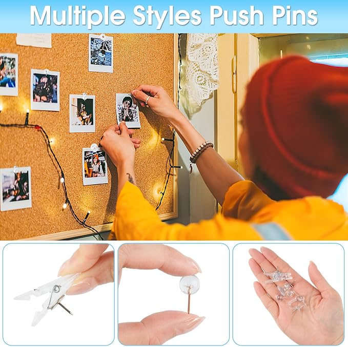 290 Pcs Push Pins Assorted, 6 Style Thumb Tacks Set - Image 4