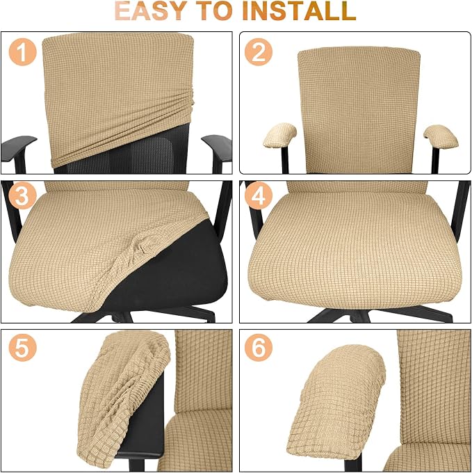 Tallew 4 Pcs Office Chair Covers Set Computer Universal Protective Stretchable - Image 4