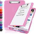 HWPRATO Glitter Clipboard with Storage, Clip Boards 8.5x11 with Pen Holder by Home