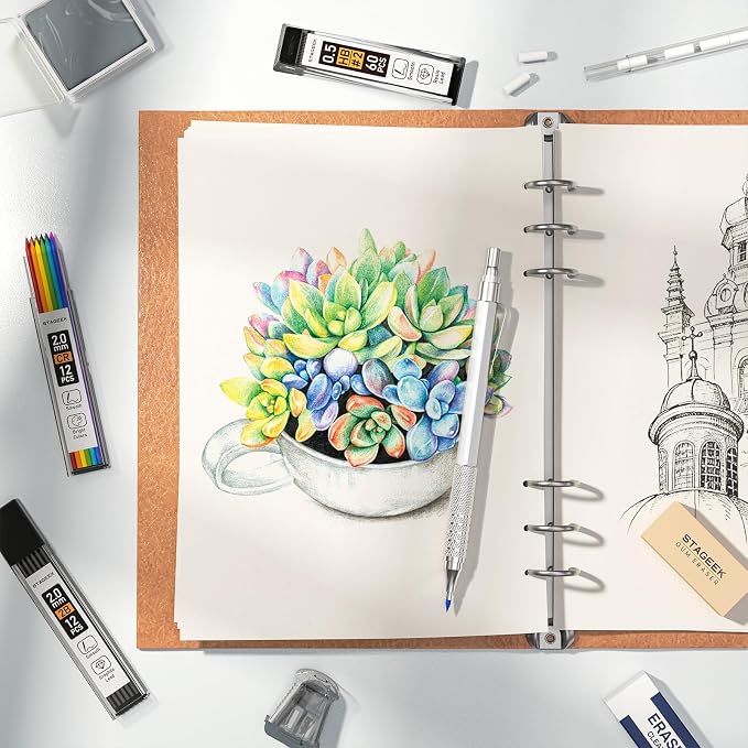 STAGEEK 25PCS Art Mechanical Pencil Set, Eraser - Image 7
