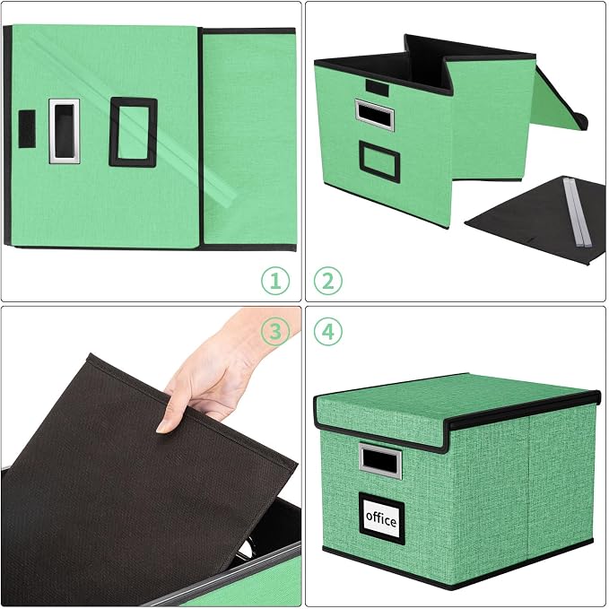 File Organizer Box with Lid, Collapsible File Folder Organizer - Image 6