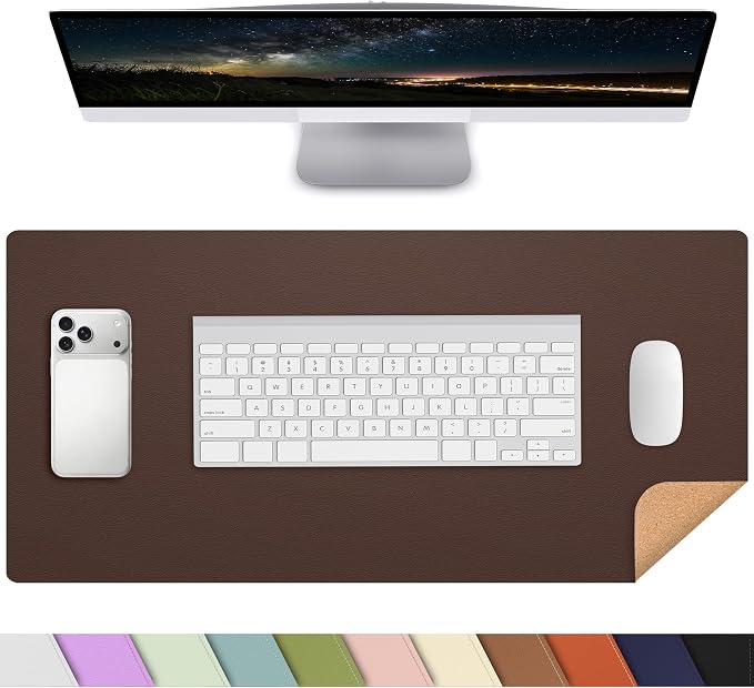 AFIING Cork Desk Mat, 23.6" x 13.7", Desk Pad Protector | Dual-Sided & PU by AFIING