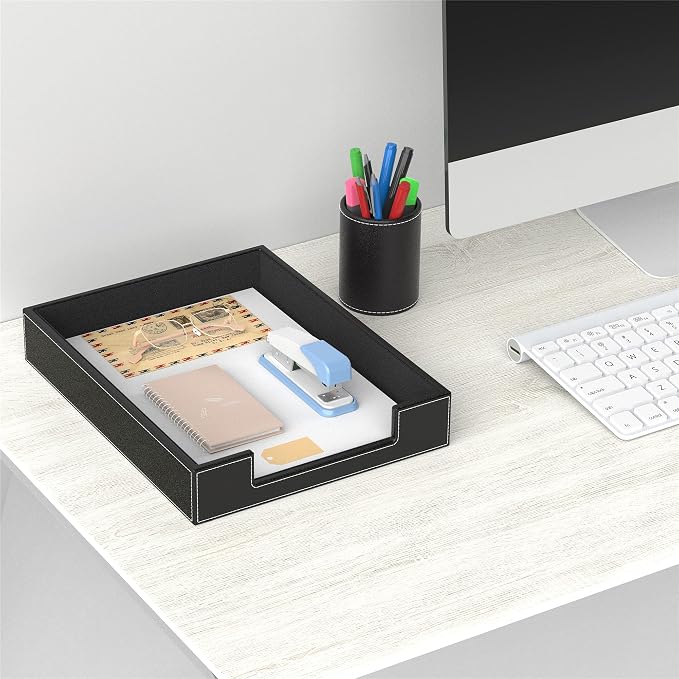 Leather Letter Tray, THIPOTEN Elegant Desk Organizer - Image 5