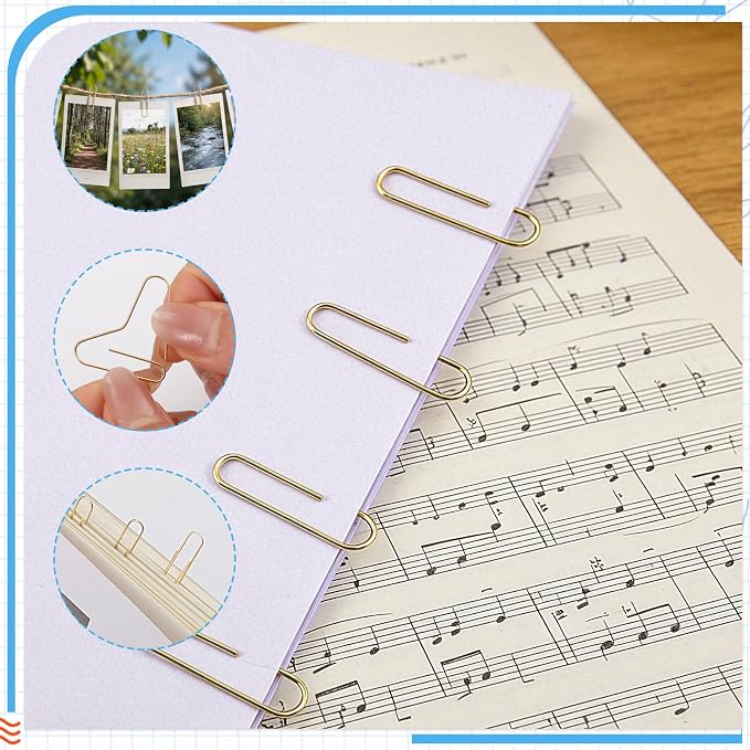 SUMAJU 500 PCS Gold Paper Clips, Medium 33 mm/1.3Inch Assorted Paperclips - Image 4