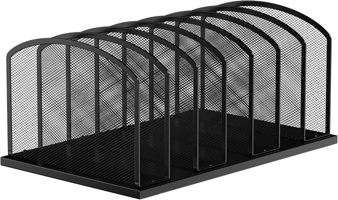 MINDEPOT Desk File Organizer 7 Sections Upright Mesh File Sorter Organizer by MINDEPOT